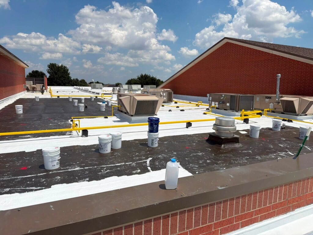 Red Brick Church Flat Roof — photo 1